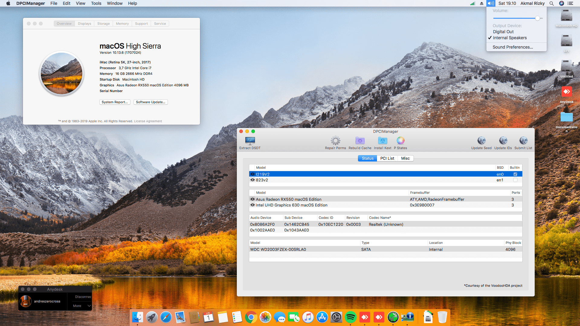 Success Hackintosh macOS High Sierra 10.13.6 Build 17G7024 at MSI Z370 Gaming Pro Carbon + Intel i7 8700K + Asus RX 550 4GB